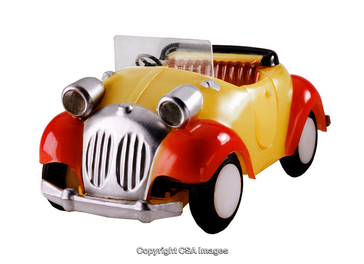 Colorful Toy Car with Vintage Style and Red and Yellow Design