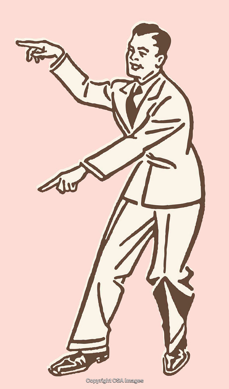 Retro Style Illustration of Happy Man in Classic Dance Pose