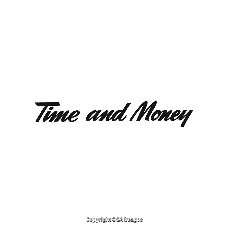 Illustration Depicting the Concepts of Time and Money in Bold Typography