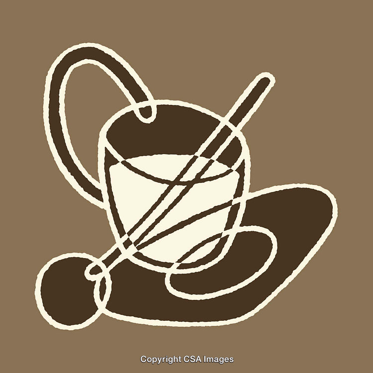 Abstract Artistic Line Art of a Coffee Cup with Spoon Design