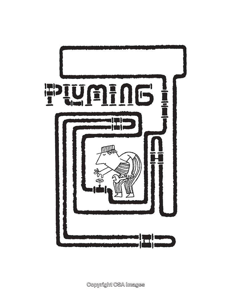 Creative Plumbing Line Art Illustration with Humorous Design