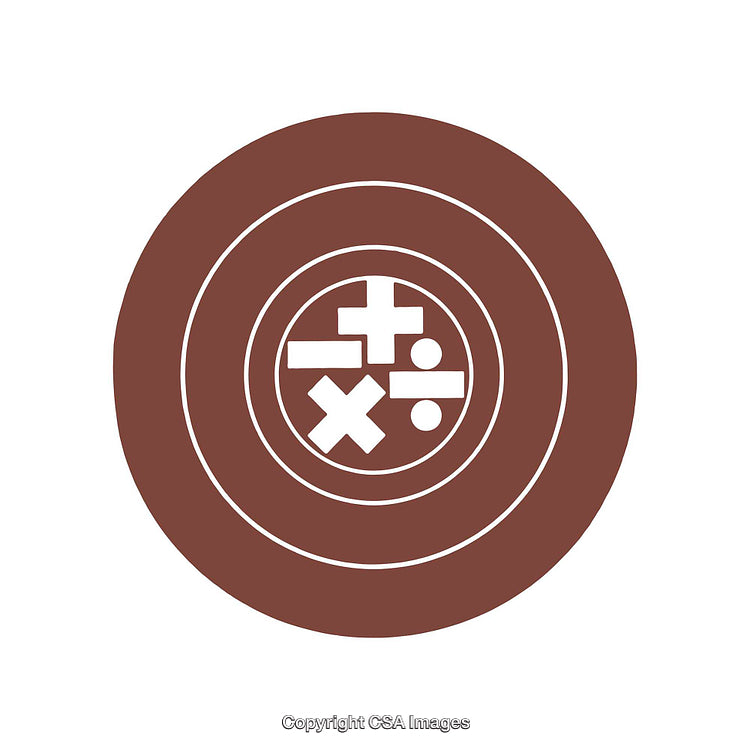 Mathematical Operation Symbols in Concentric Circle Design on White Background