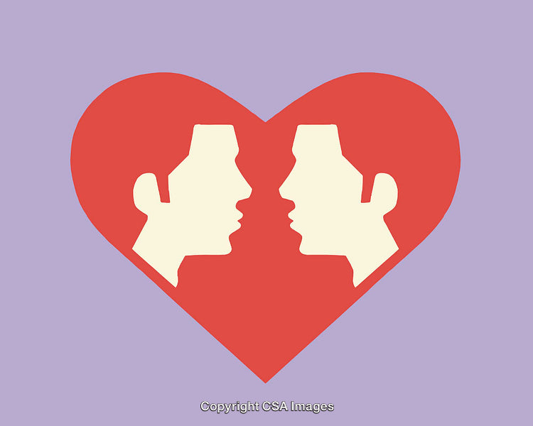 Conceptual Line Art Illustrating Love and Connection Between Two Figures