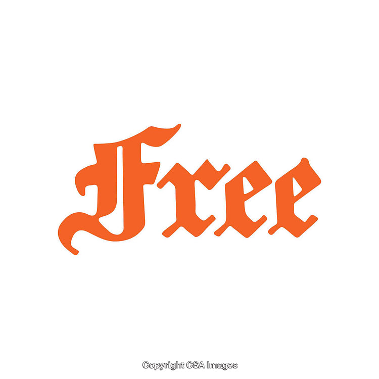 Bold Orange Lettering Depicting the Word Free in Gothic Style