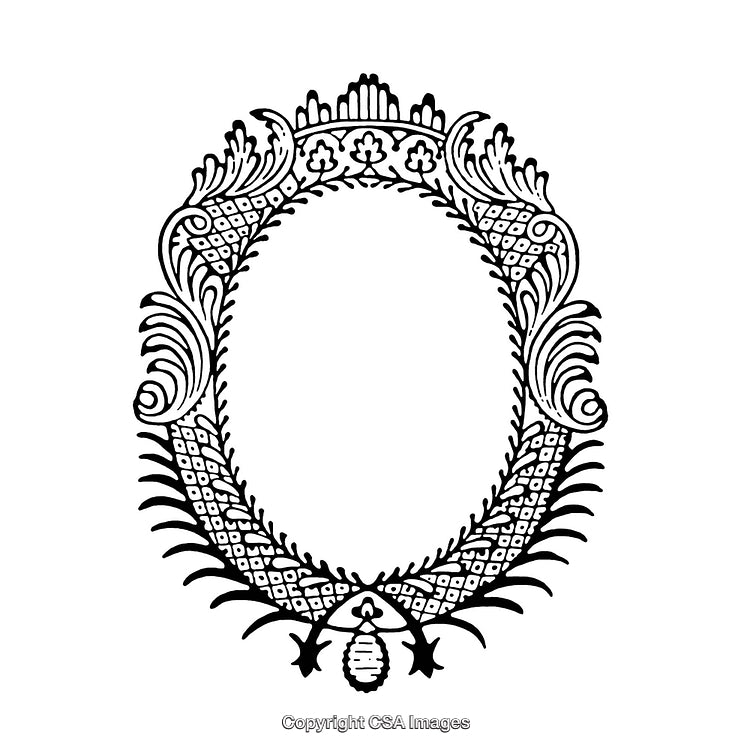 Intricate Black and White Vintage Ornamental Border Design with Empty Center
