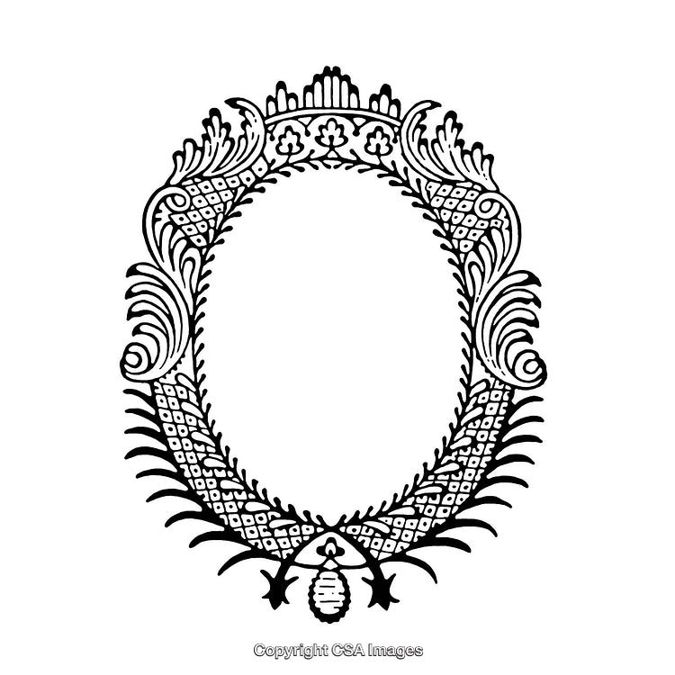 Intricate Black and White Vintage Ornamental Border Design with Empty Center