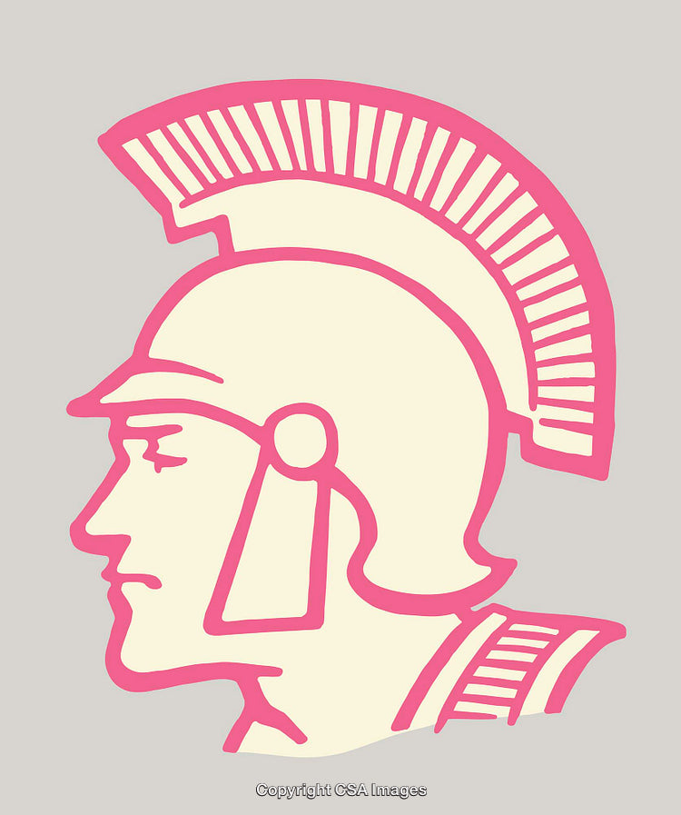 Stylized Line Art Illustration of a Roman Centurion Helmet Profile