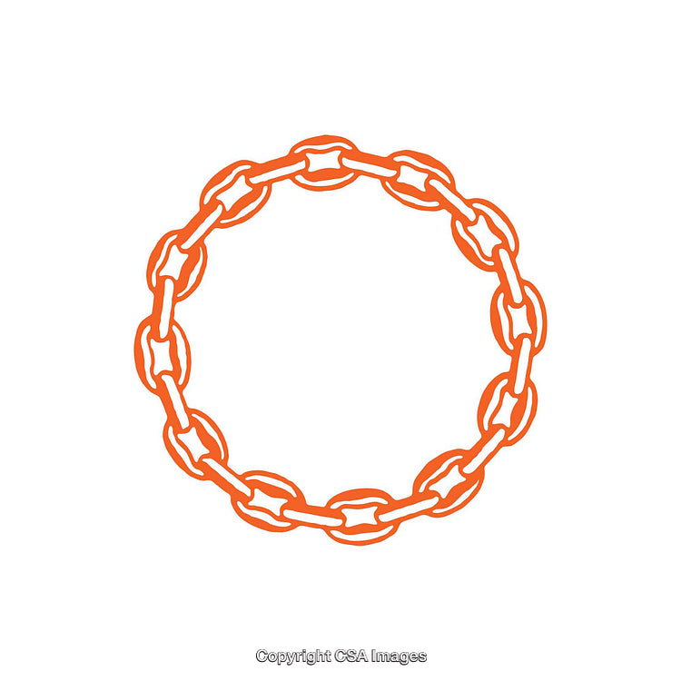 Circular Chain Outline in Bold Orange on White Background Illustration