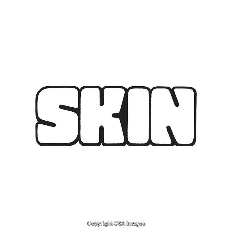 Bold Stylized Font Design Depicting the Word 'Skin' in Black and White