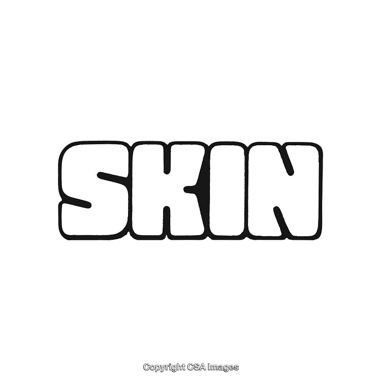 Bold Stylized Font Design Depicting the Word 'Skin' in Black and White