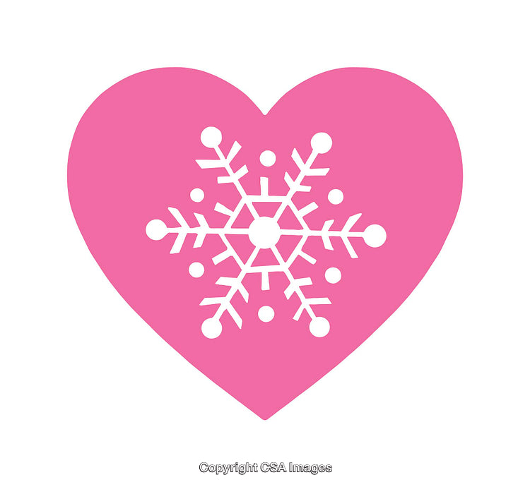 Pink Heart Icon with a White Snowflake Centered Inside