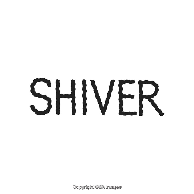 Stylized Word Shiver in Rippled Lettering on White Background