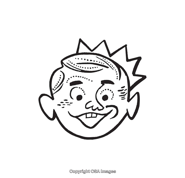 Child Character Face Line Art Illustration with Playful Expression