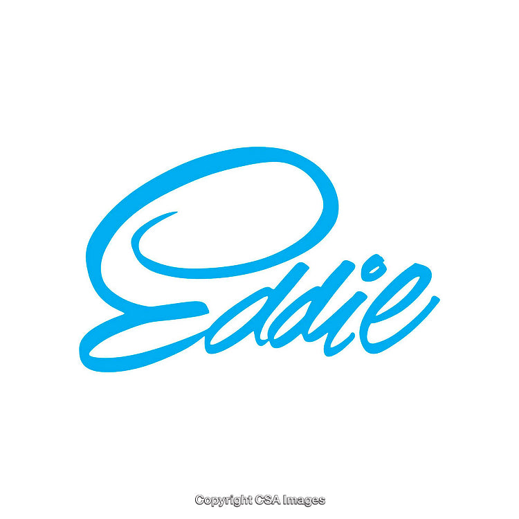 Blue Handwritten Calligraphy Featuring the Name Eddie on a White Background