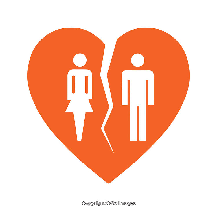 Simple Icon of Love and Separation in Bright Orange Color
