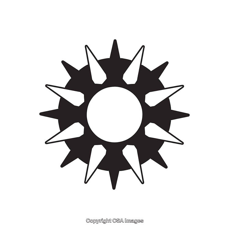 Black and White Sunburst Shape with Spiked Pattern