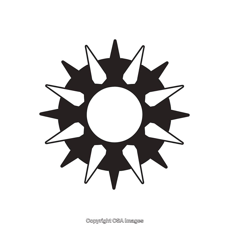 Black and White Sunburst Shape with Spiked Pattern