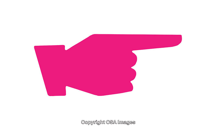 Bright Pink Flat-Faced Icon of a Directional Hand Pointing Right