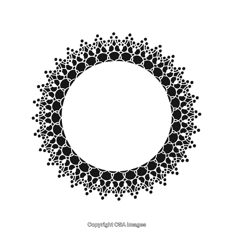 Black and White Ornamental Circular Border Line Art Design