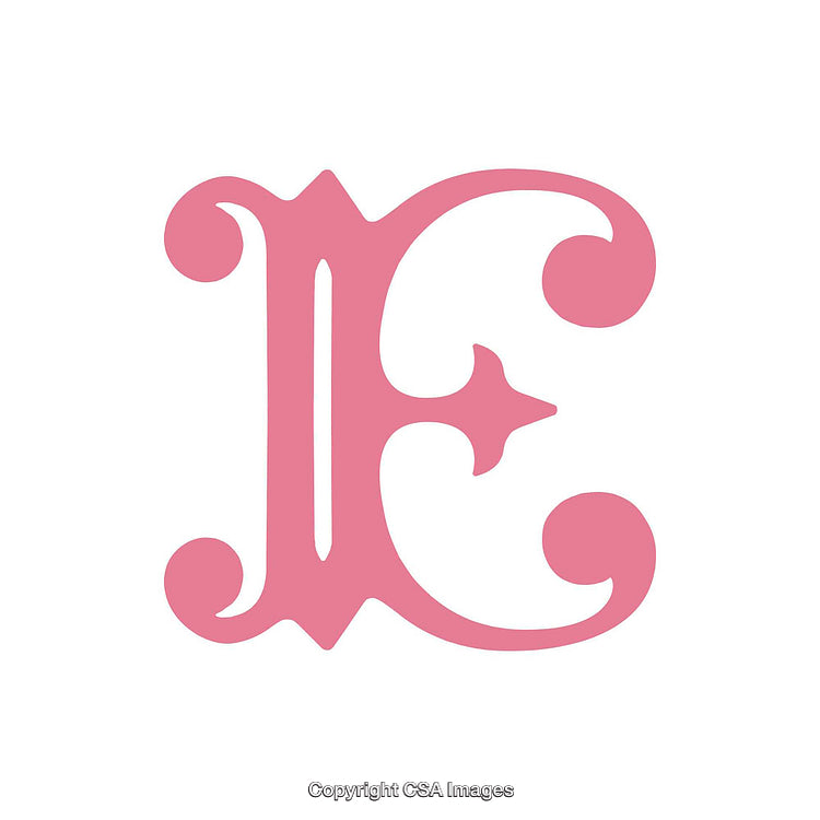 Ornate Pink Letter E on a Clean White Background
