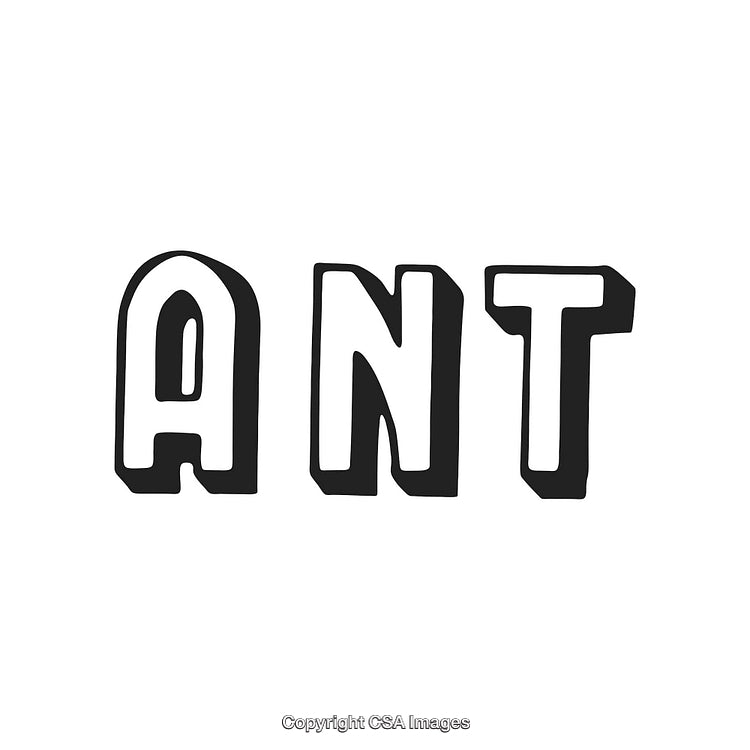 Graphic Design Featuring Bold Lettering of the Word 'ANT' in Black and White