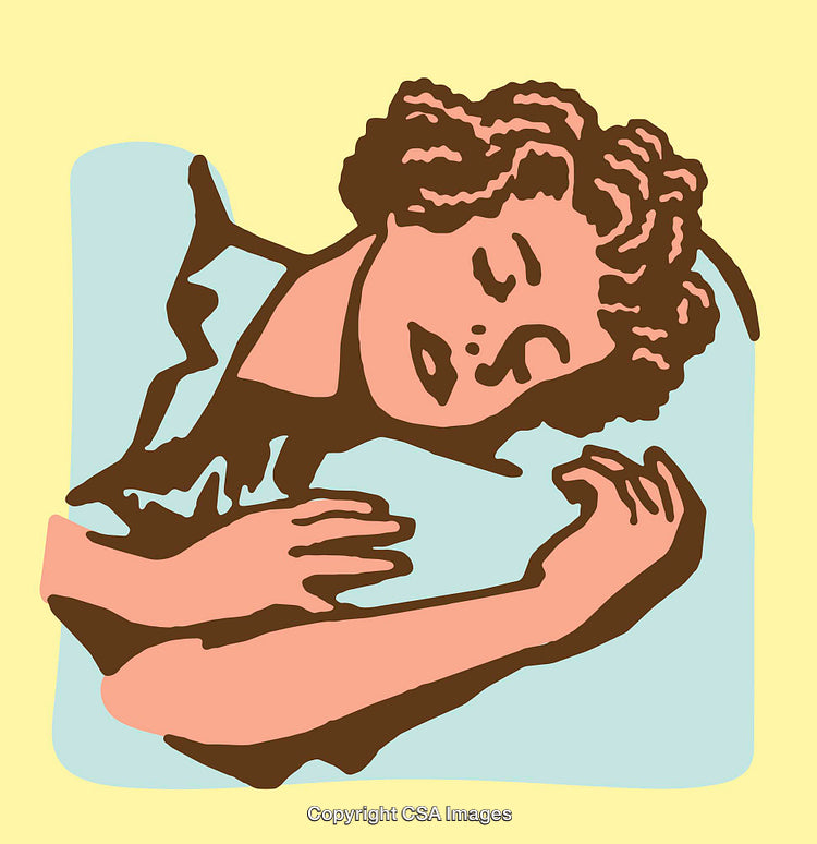 Vintage Illustration of a Sleeping Woman in Peaceful Pose