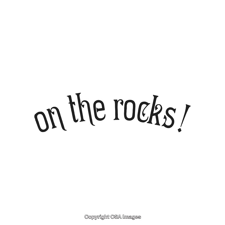 Playful Text Design Featuring the Phrase 'On The Rocks' Curved Layout