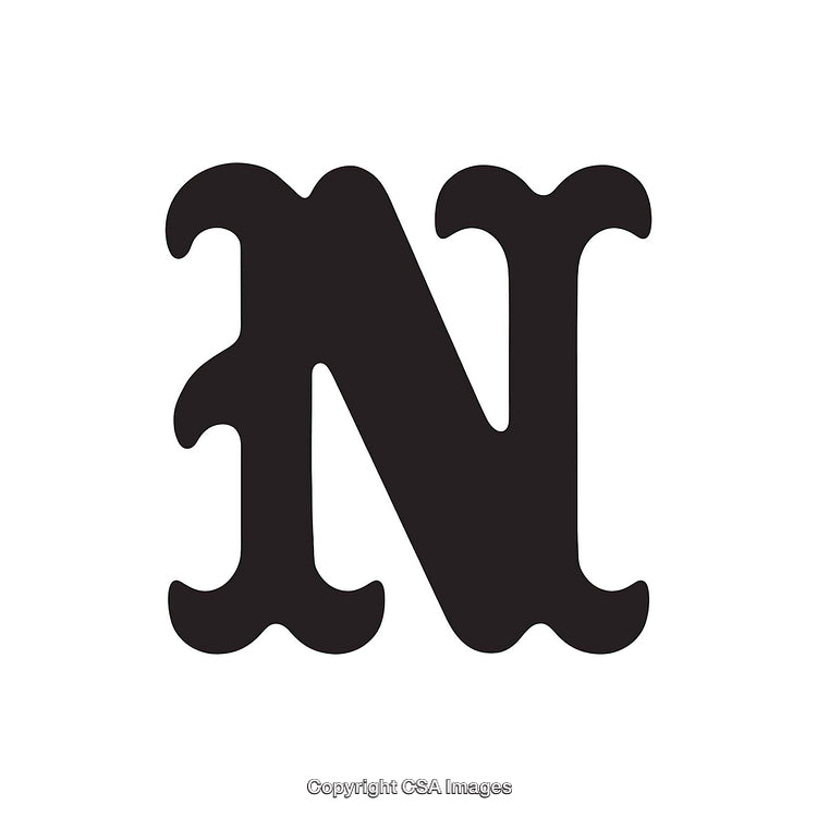 Bold Gothic Style Letter N On White Background