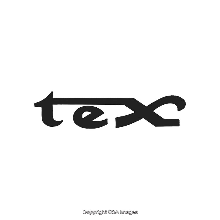 Minimalist Black TeX Logo Design on a White Background