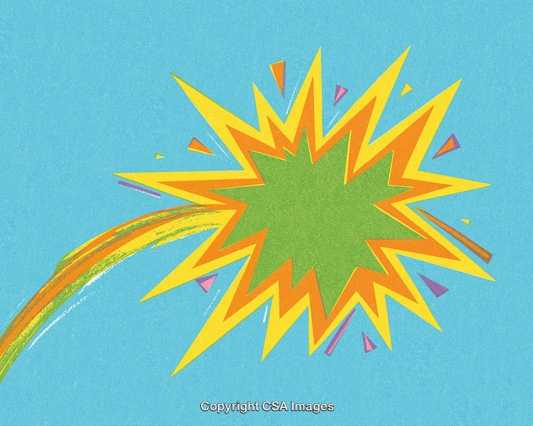 Colorful Explosion Design with Abstract Shapes and Bright Energy Burst