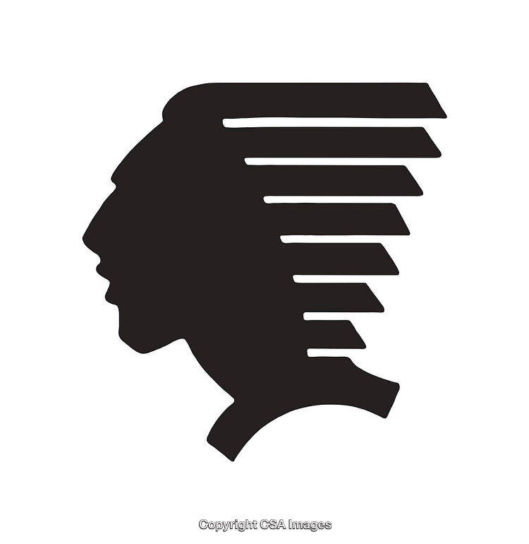 Black and White Silhouette Profile Icon with Stylized Head Design
