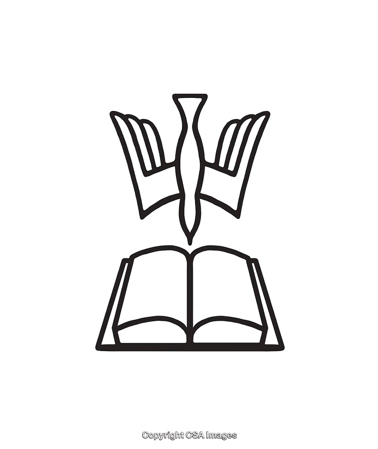 Abstract Black and White Icon Featuring a Book and a Bird