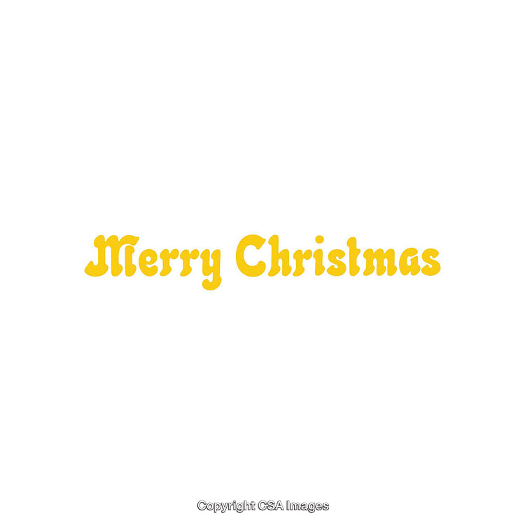 Festive Yellow Merry Christmas Typography on Pure White Background