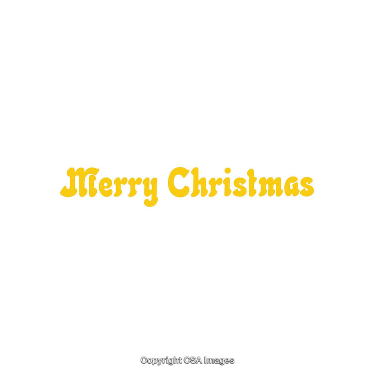 Festive Yellow Merry Christmas Typography on Pure White Background