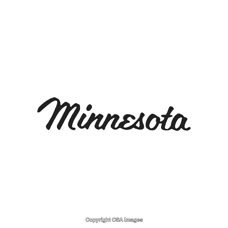 Elegant Handwritten 'Minnesota' Text in Black Script on White Background