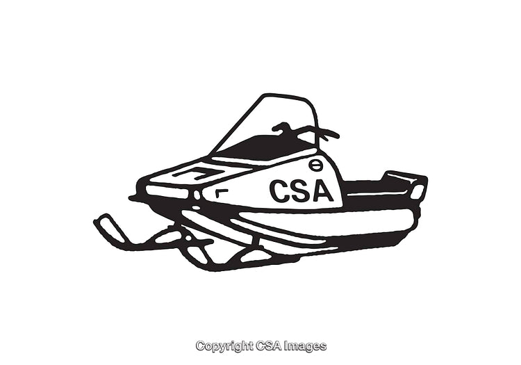 Vintage Line Art Illustration of a Snowmobile with CSA Labeling