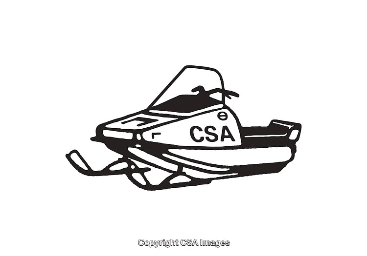 Vintage Line Art Illustration of a Snowmobile with CSA Labeling