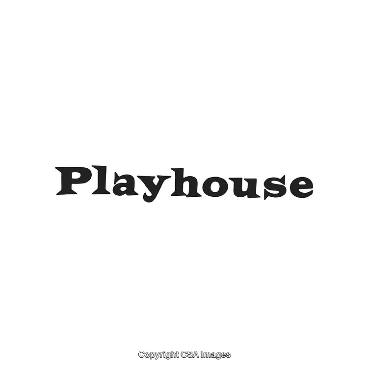 Playhouse Emblem in Vintage Typography with White Background