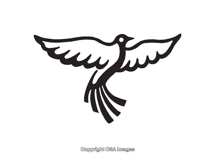 Black and White Illustration of a Bird in Flight Motif