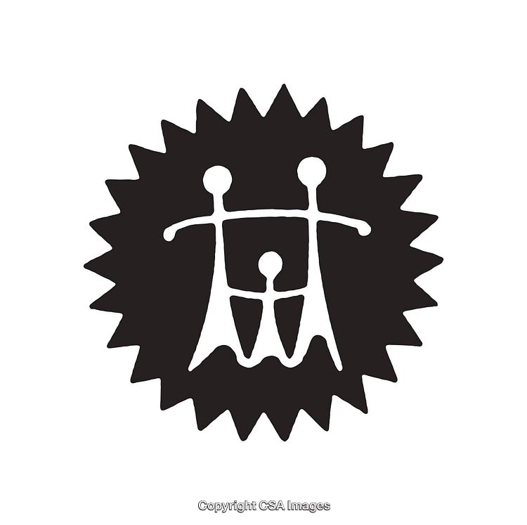 Black And White Family Icon With Abstract Geometrical Style