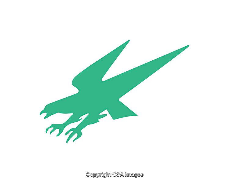 Simple Green Silhouette Icon of a Bird in Flight