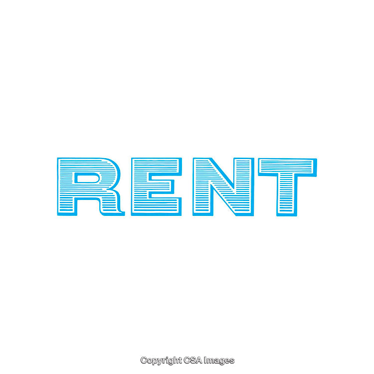Blue Rent Word Illustration with Modern Typography Elements