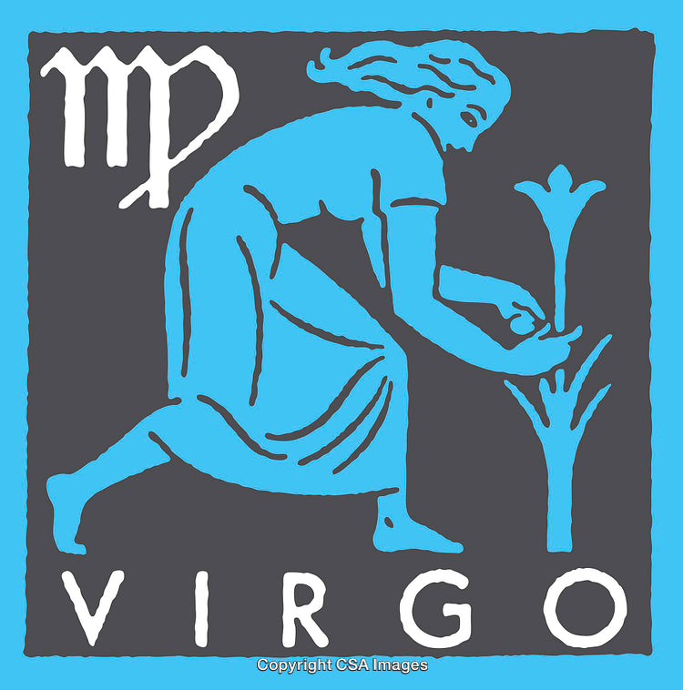 Virgo Zodiac Symbol Illustrated in Vibrant Blue Color Palette