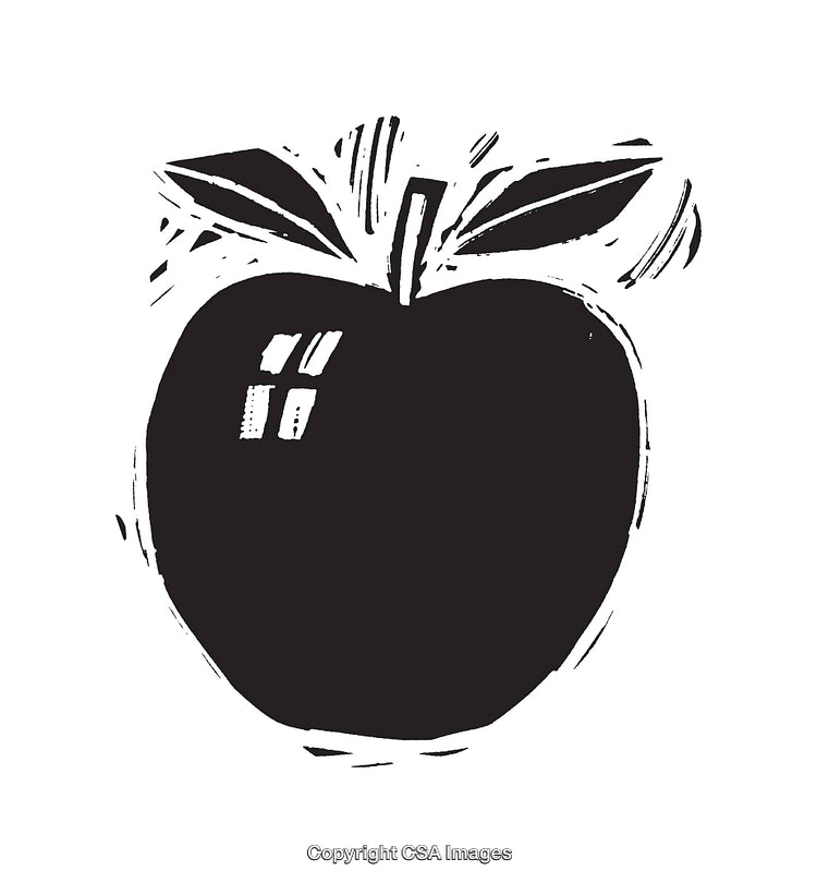 Black and White Illustration of a Modern Apple Design