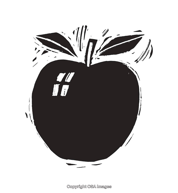 Black and White Illustration of a Modern Apple Design