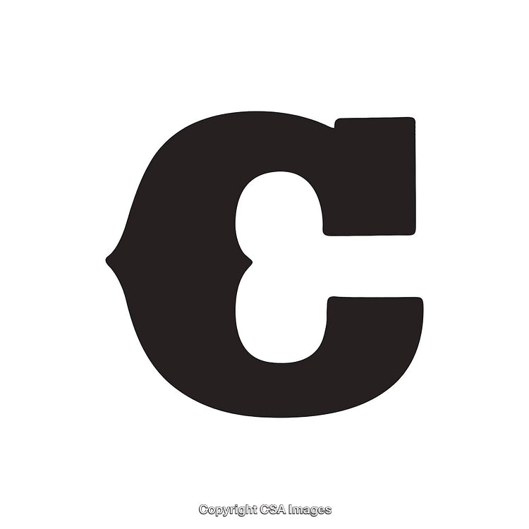 Bold Black Letter C on Clean White Background