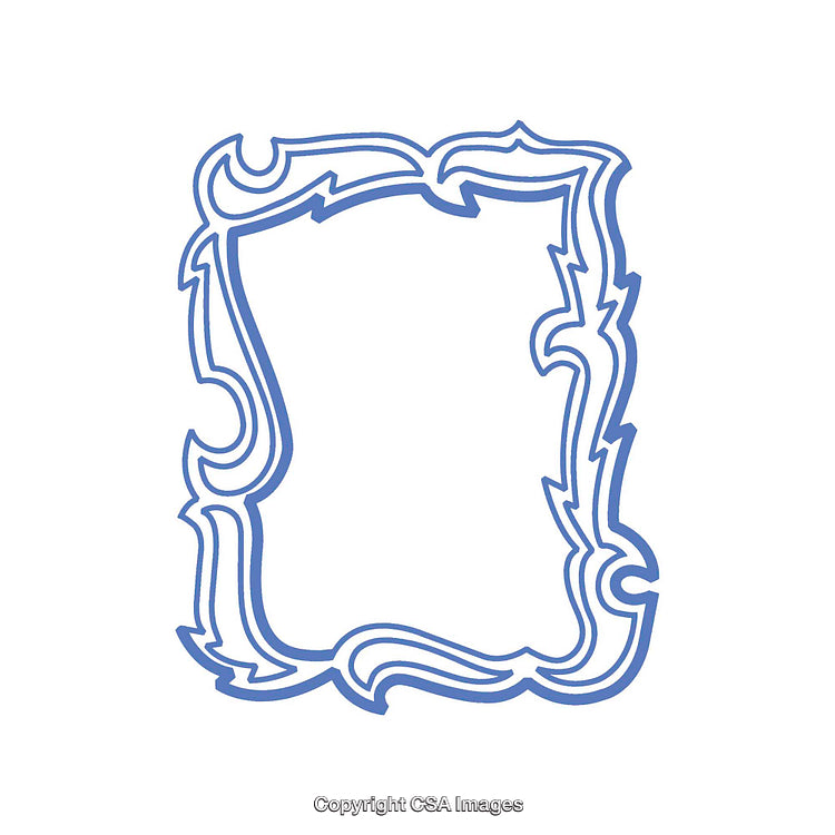 Decorative Hand-Drawn Blue Ornate Frame with Elegant Swirls