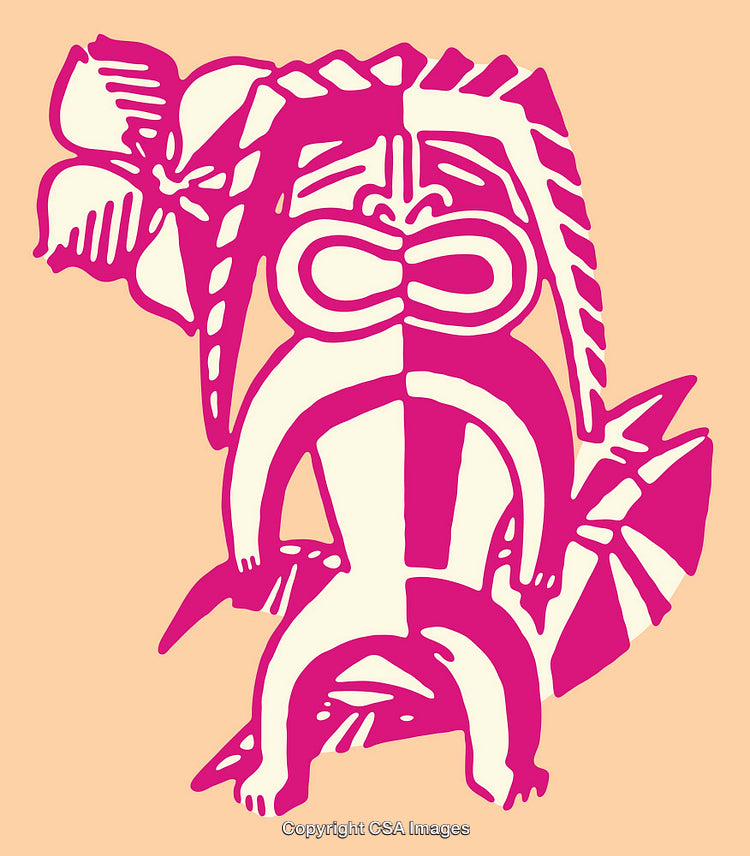 Colorful Tribal-Inspired Line Art Illustration Featuring Symmetric Design