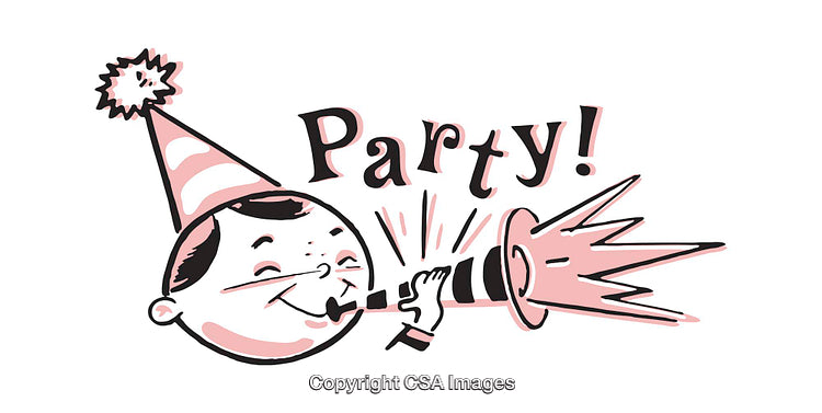 Vintage Party Illustration of a Boy in Festive Attire