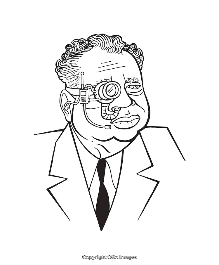 Black And White Illustration of a Futuristic Steampunk Inspired Individual